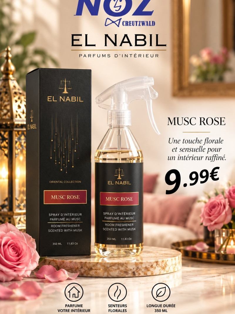 Parfum d'intérieur SPRAY  EL NABIL  MUSC ROSE