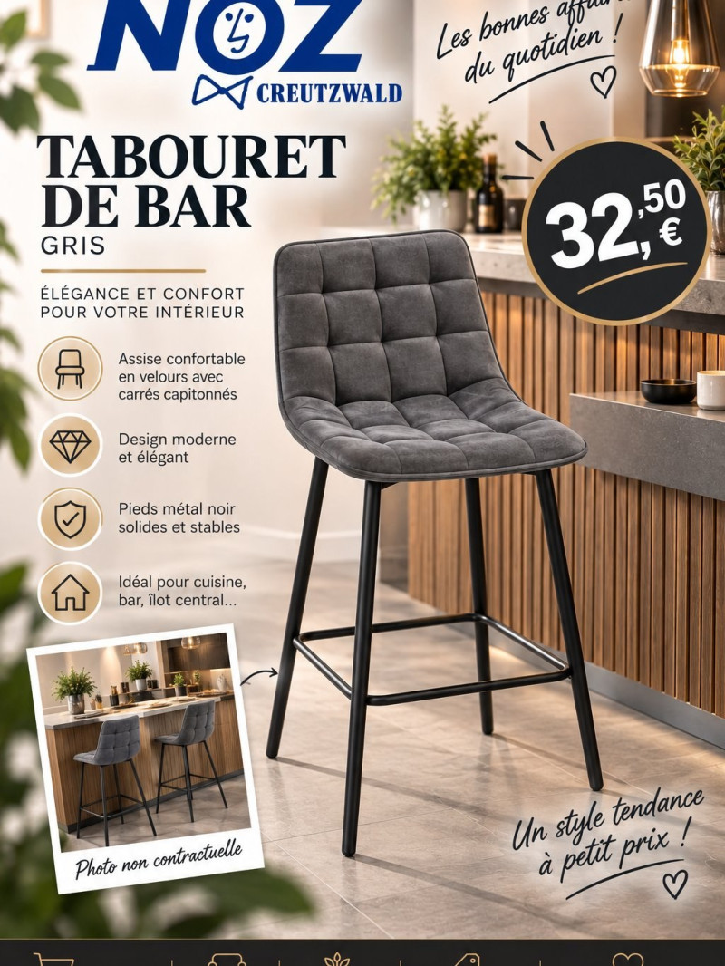 tabouret de bar gris