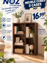 MEUBLE CUBE 5 CASES BOIS FONCE