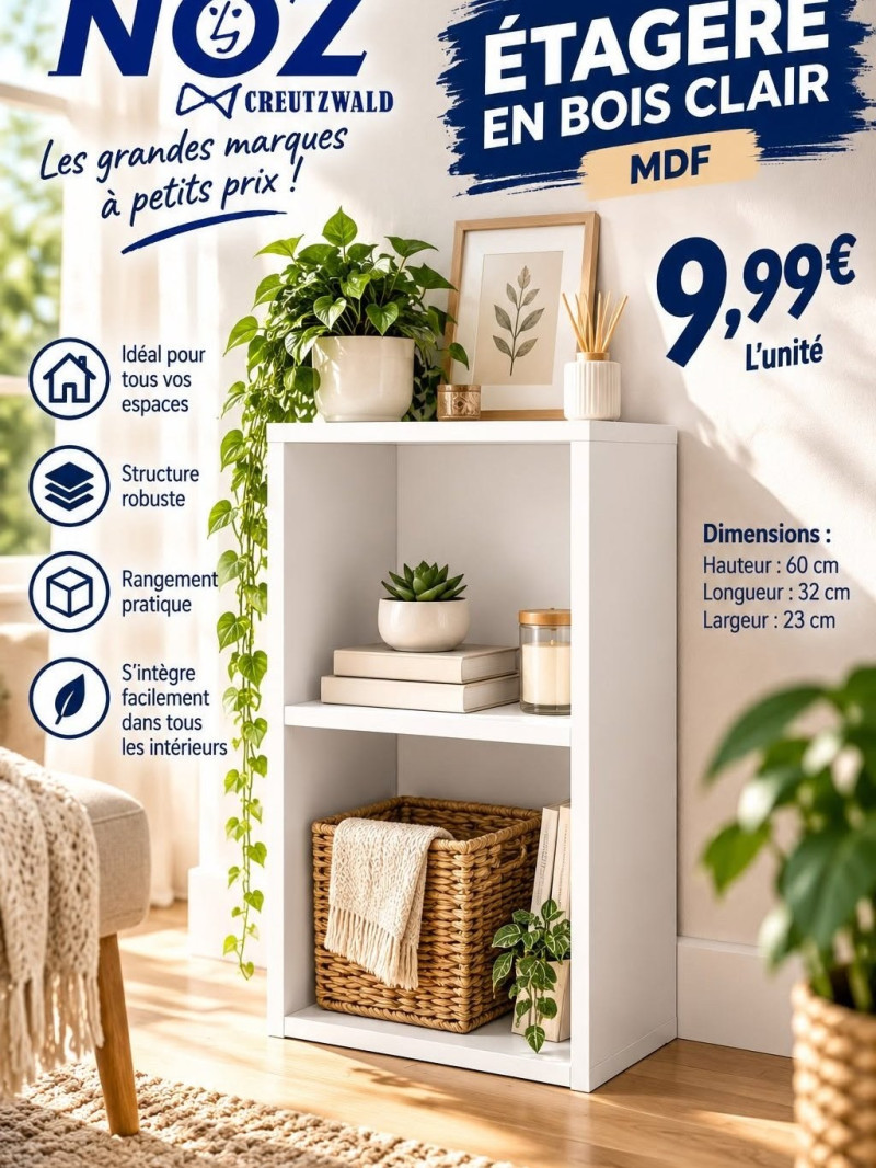 Meuble cube blanc 2 cases